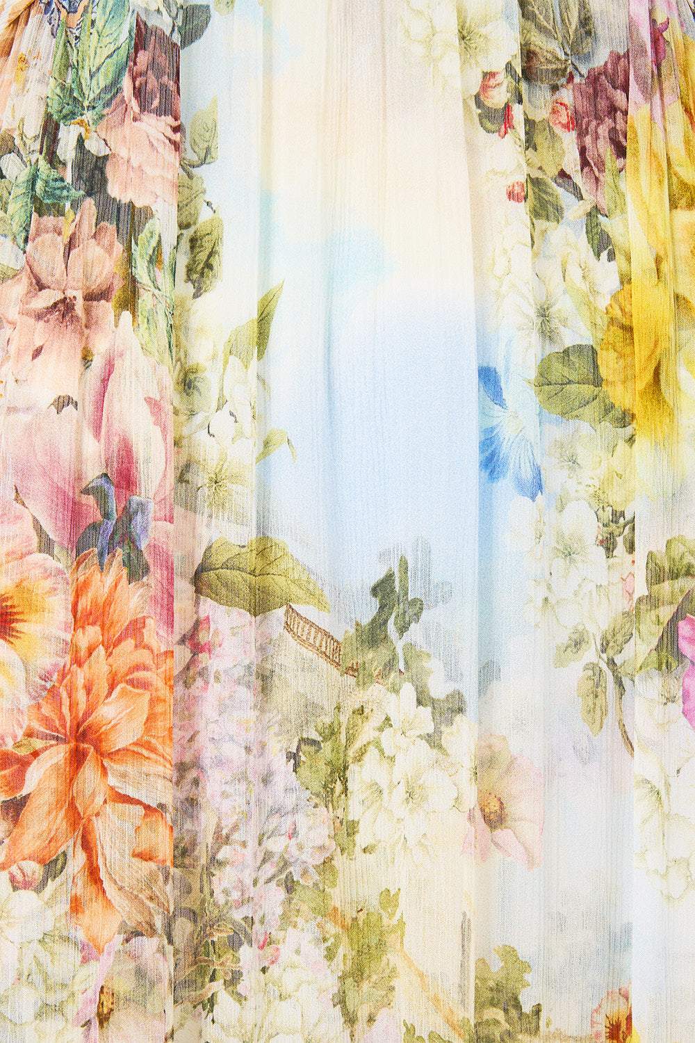 The CAMILLA bead strap gathered panel dress in our print The Architects of Alcázar.