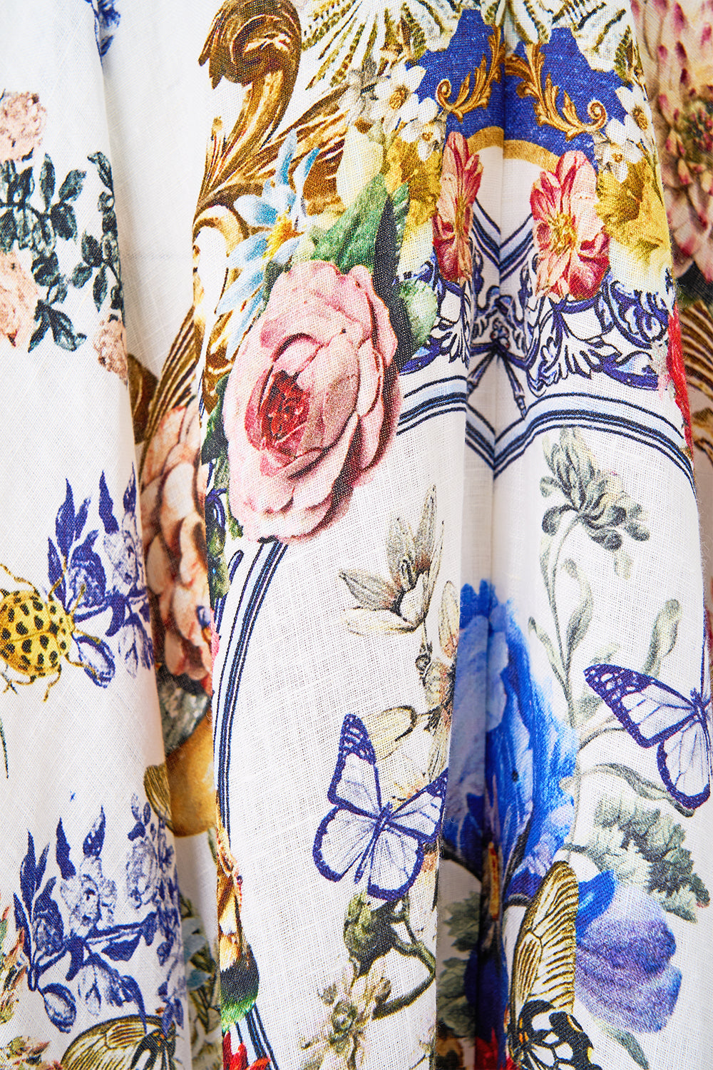 The CAMILLA LONG DRESS WITH TIE FRONT THE POTTERY PARLOUR in our  print.