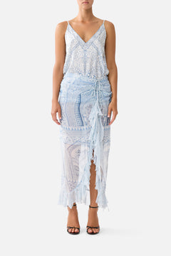 WRAP TIE SKIRT WITH RUFFLE THE HUM OF THE ALHAMBRA