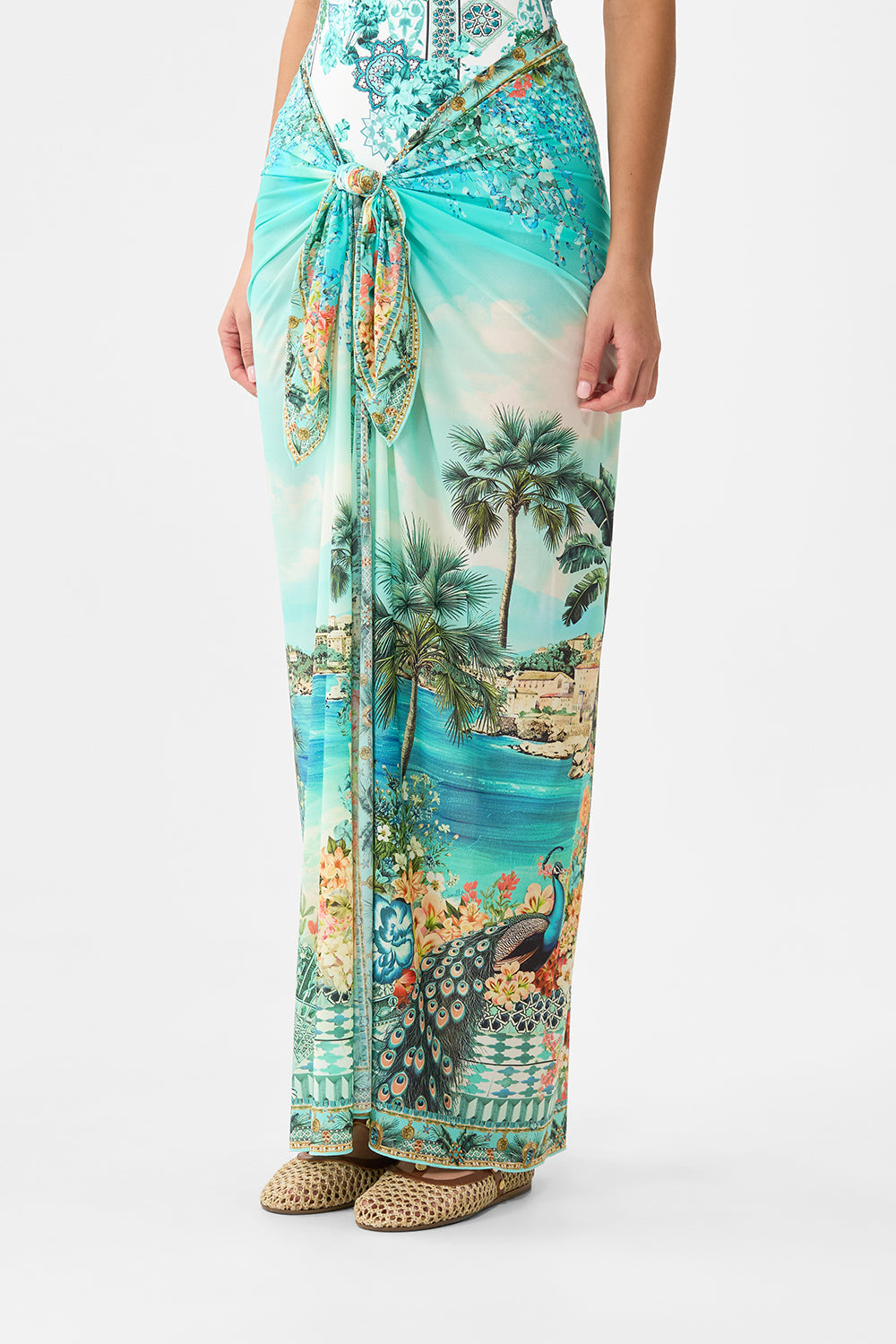 The CAMILLA MULTI WEAR LONG SARONG BALEARIC BEBÉ in our  print.