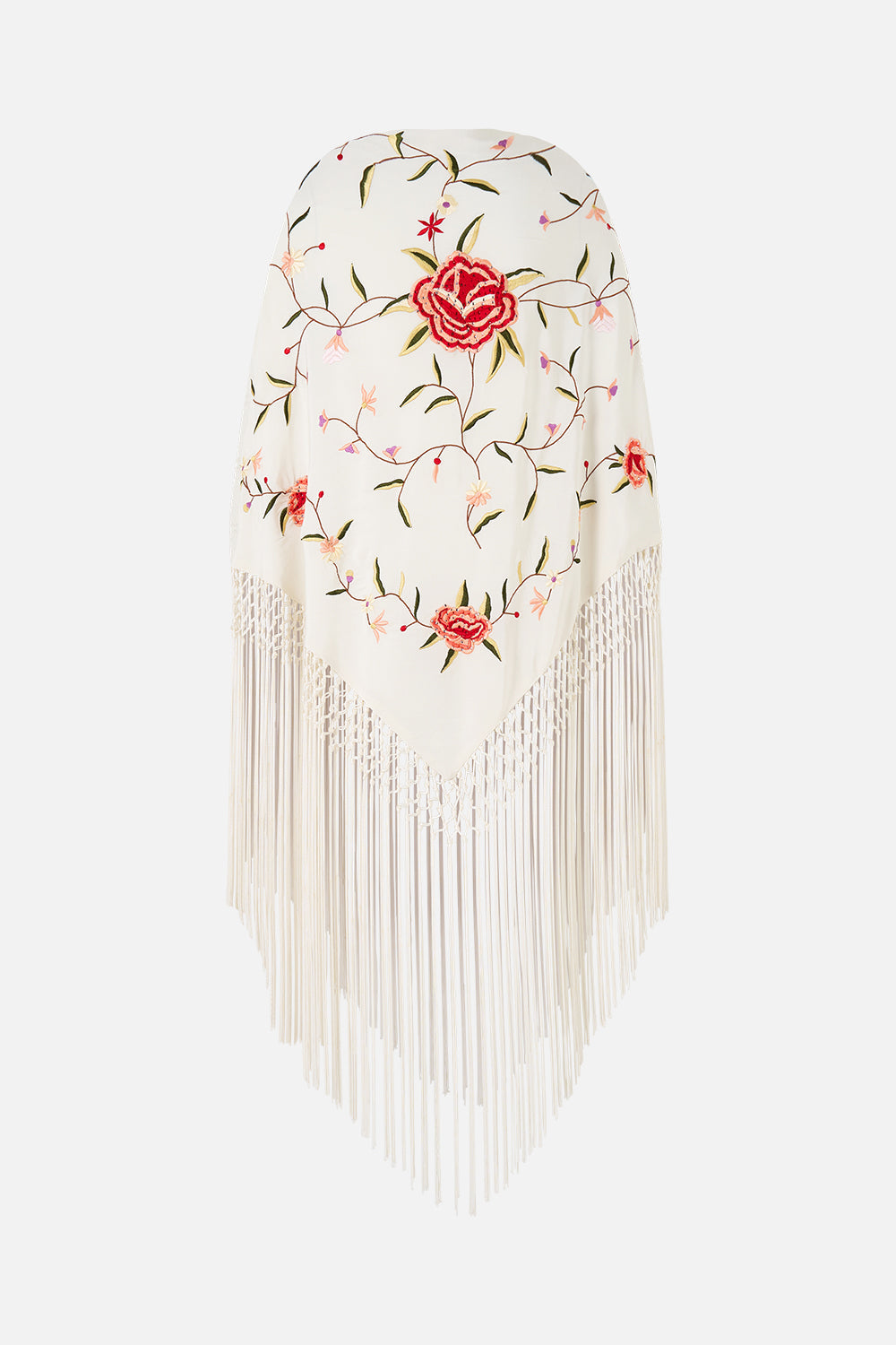 The CAMILLA MACRAME SHAWL SOLID CREAM in our  print.