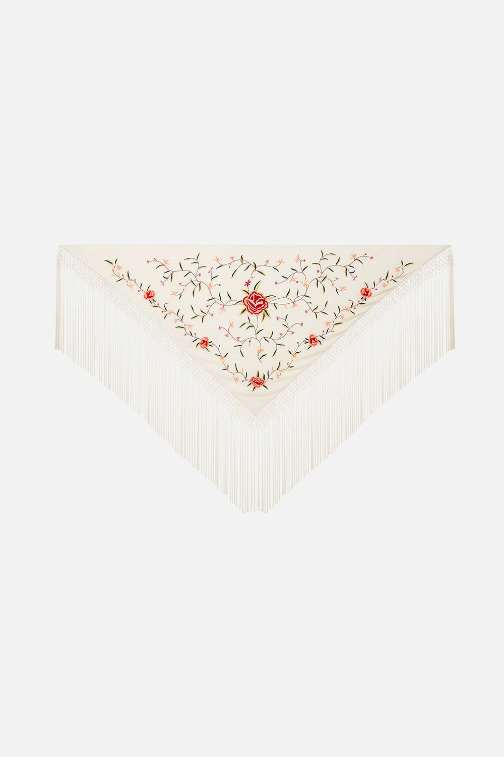 The CAMILLA MACRAME SHAWL SOLID CREAM in our  print.