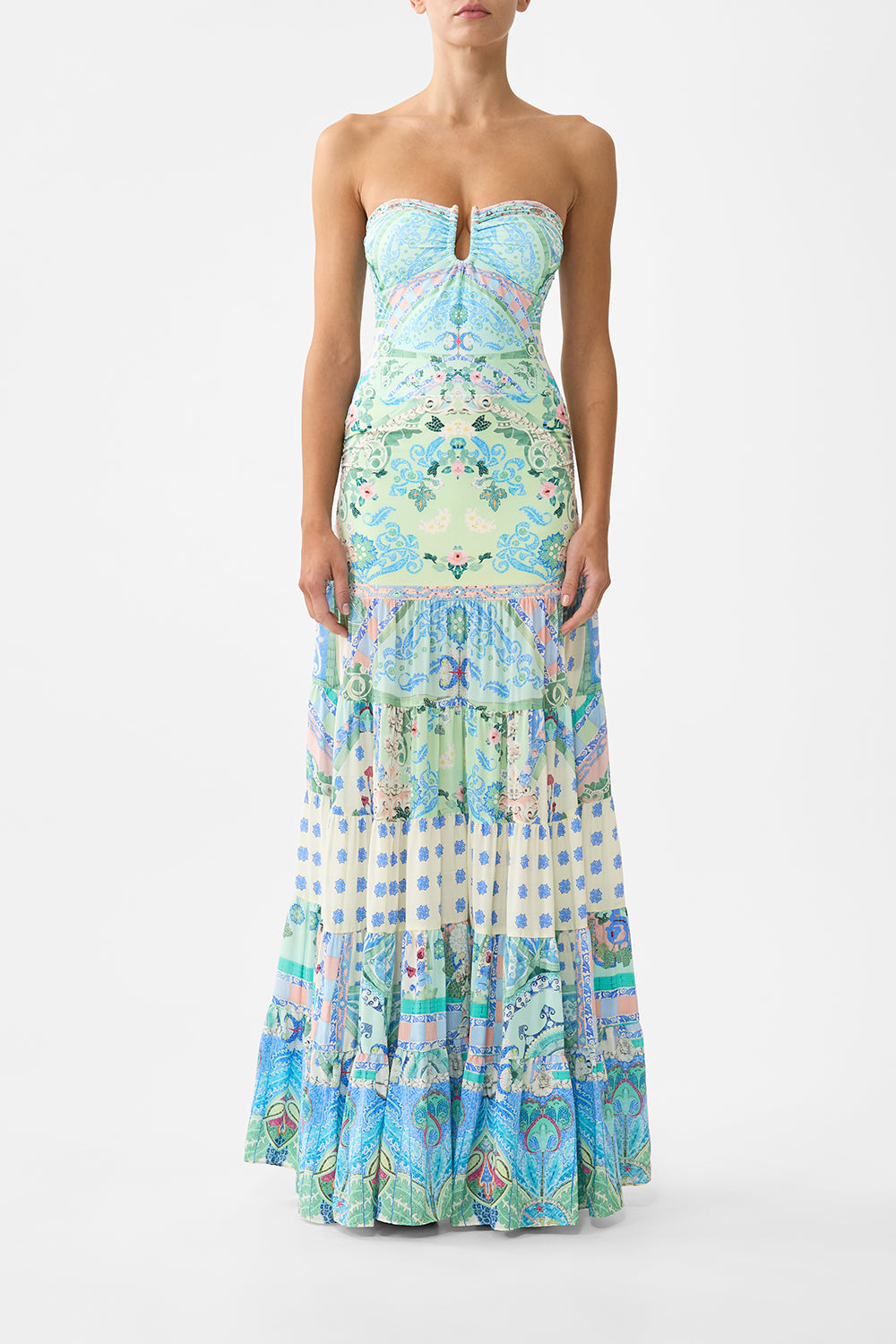 JERSEY SPLICED TIERED SKIRT MIDSUMMER MOSAICS