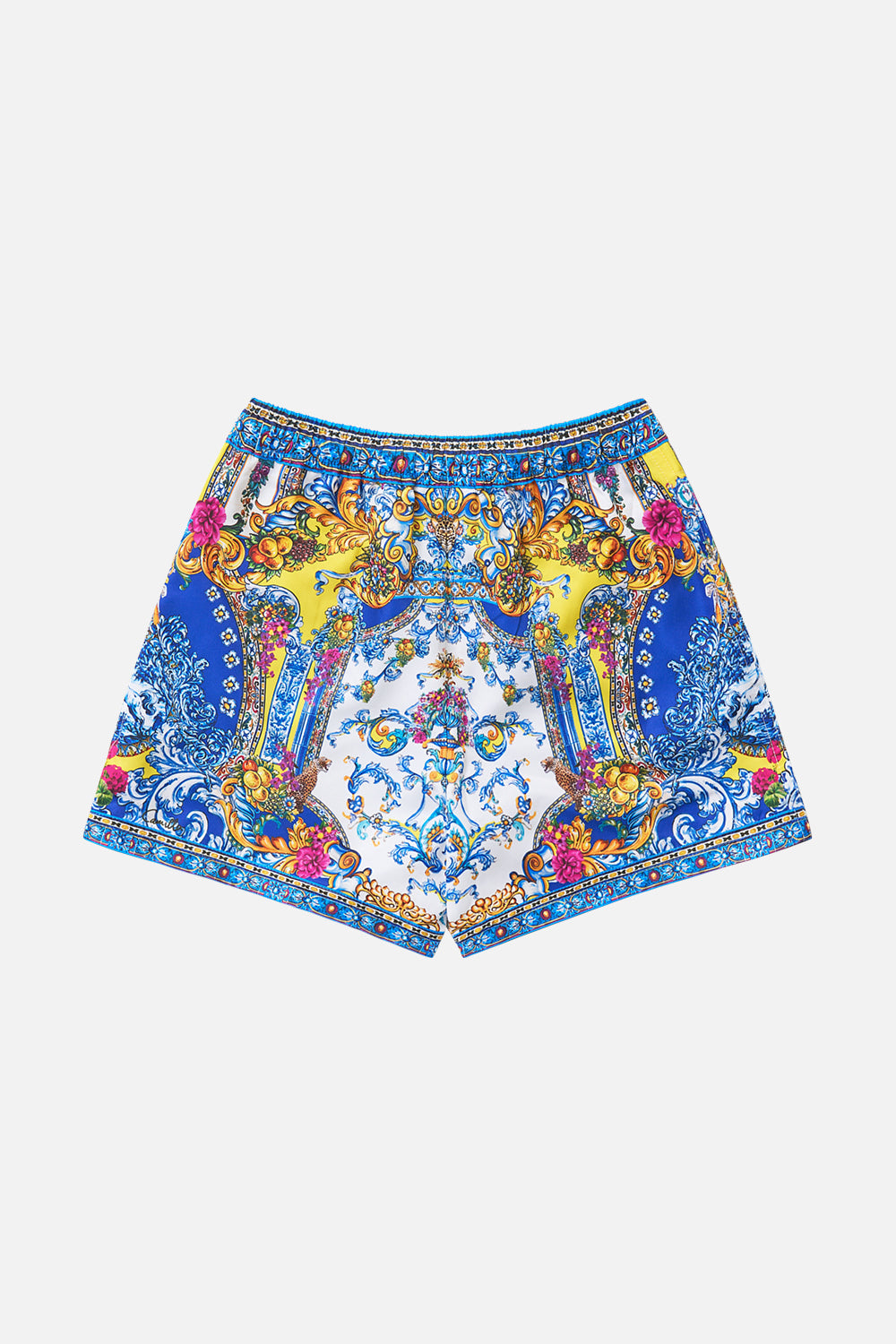 The CAMILLA BOYS MID LENGTH BOARDSHORT WITH ELASTIC WAIST ESPAÑA NIRVANA in our  print.
