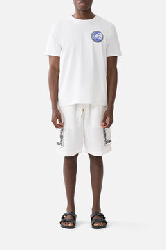 LONG CARGO SHORT WITH ELASTIC WAIST A TILED WONDERLAND