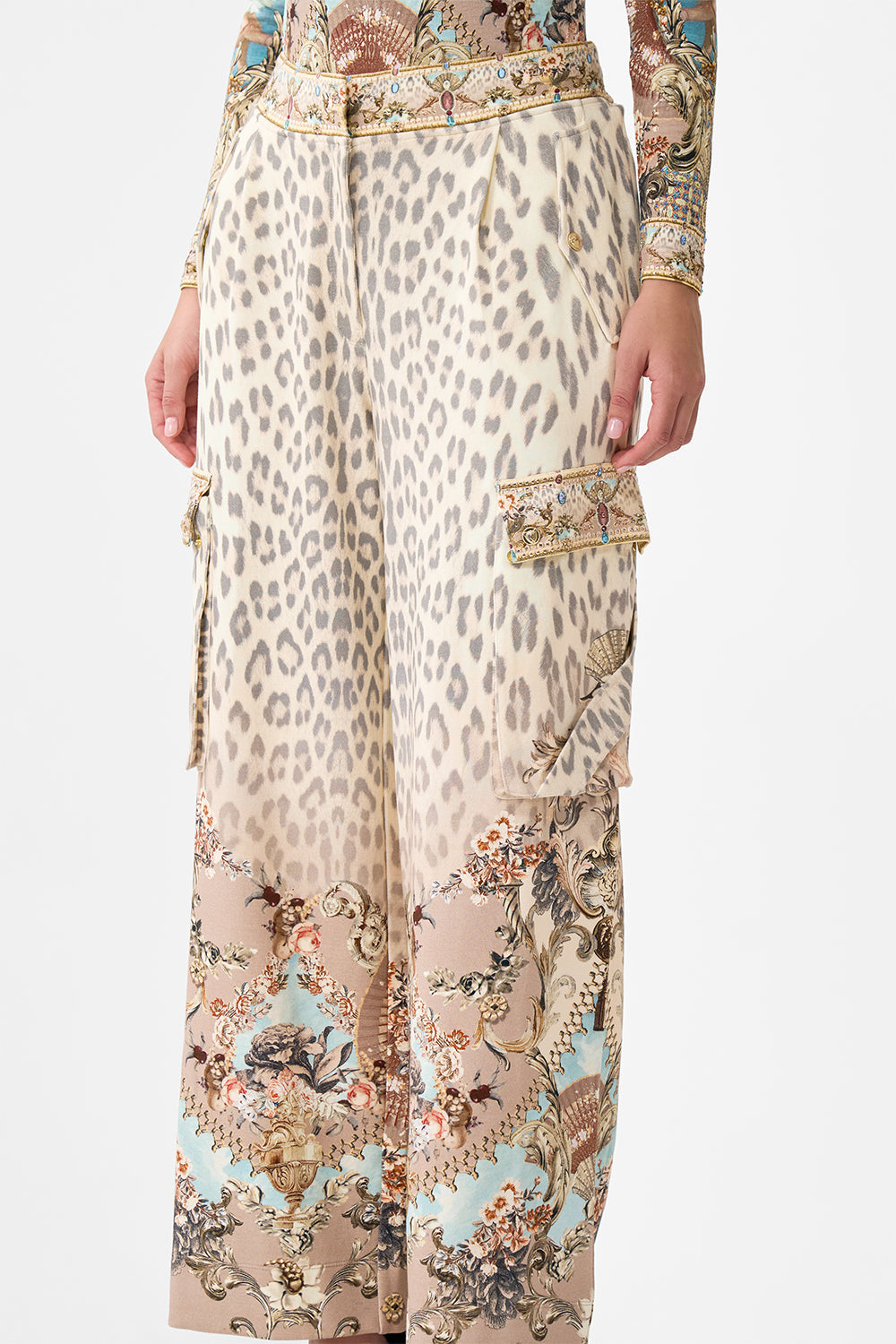 The CAMILLA UTILITY TRACK PANT ARANJUEZ ANIMALIA in our  print.