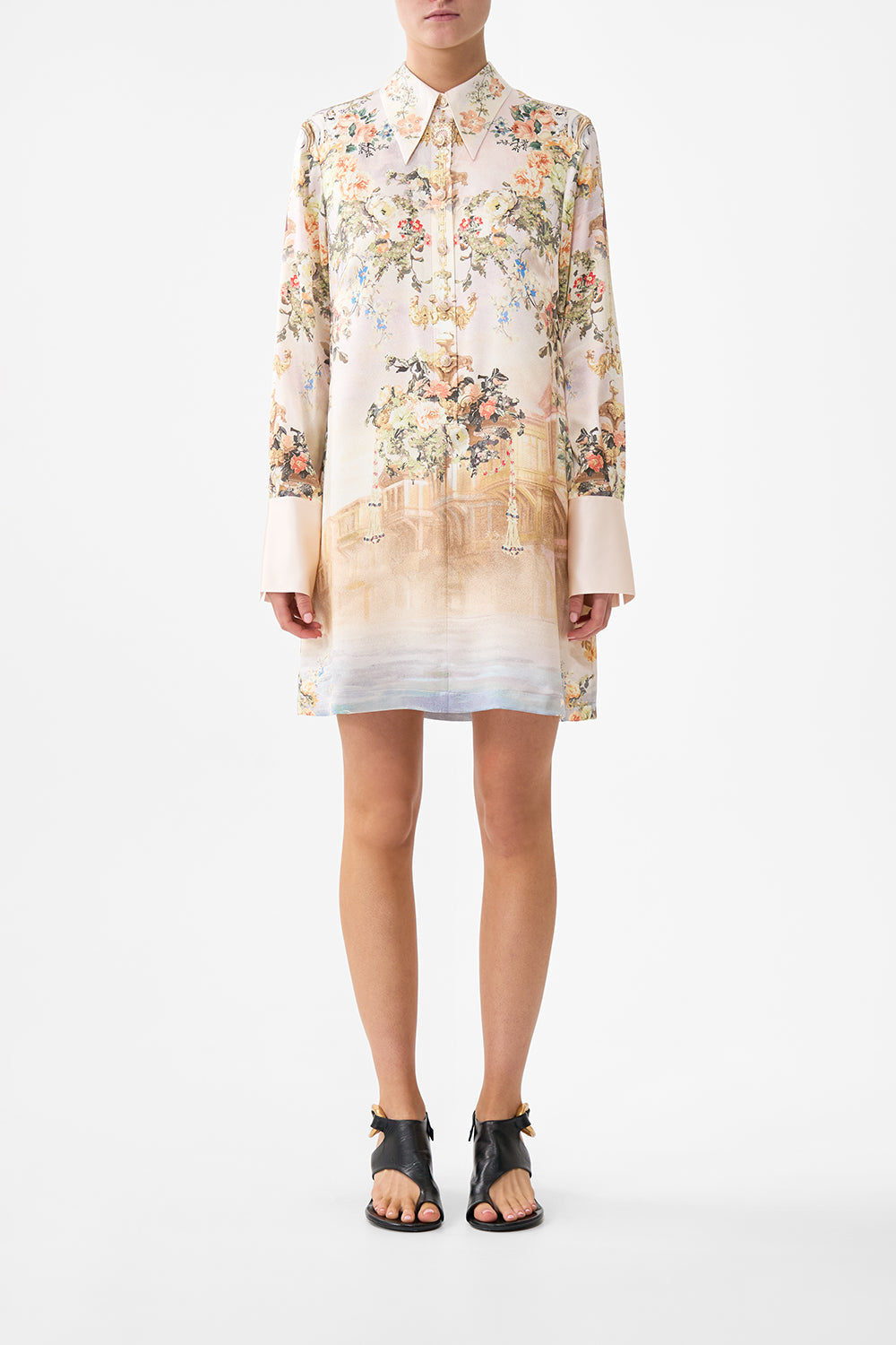 The CAMILLA MINI SHIRT DRESS TWILIGHT IN ISTANBUL in our TWILIGHT IN ISTANBUL print.