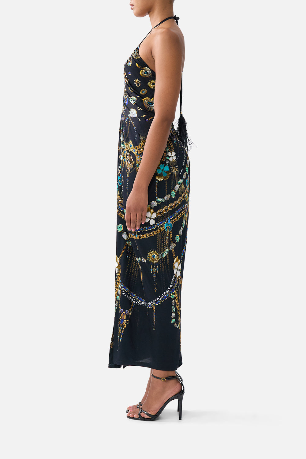 V NECK GATHERED JERSEY DRESS AMULETS AND ALCHEMY