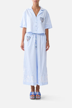 CROPPED CAMP COLLAR BLOUSE OTTOMAN OPULENCE