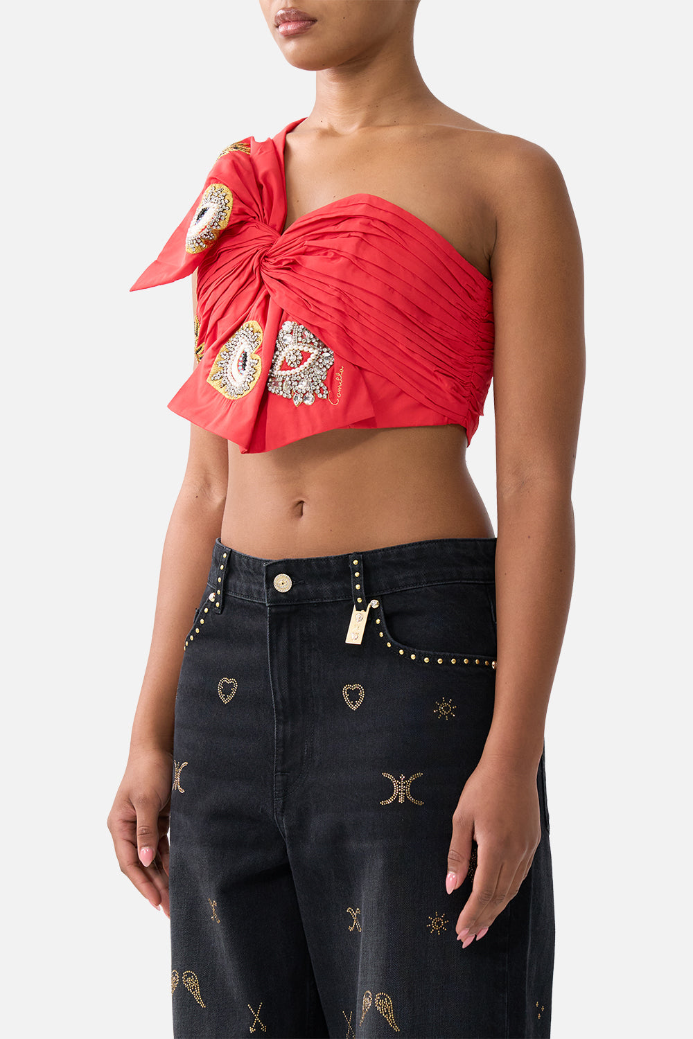 The CAMILLA asymmetric bow top from our print Nazar nirvana