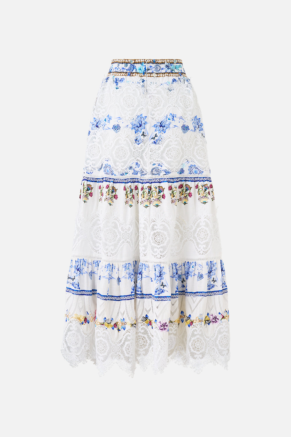 HIGH WAISTED TIERED MIDI SKIRT ALL ABOUT THAT LACE