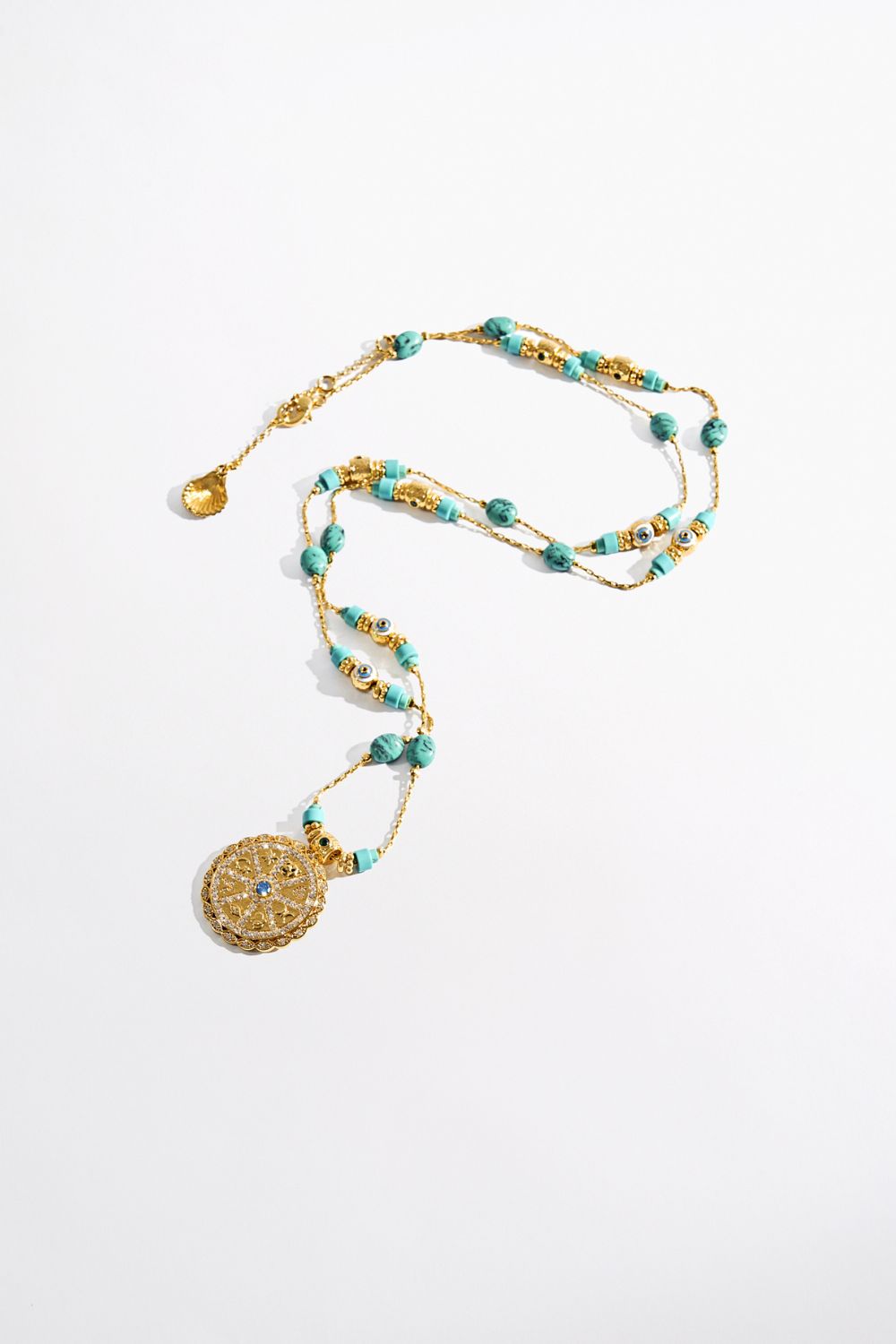 BOHEMIAN BABYLON LONG BEADED NECKLACE GOLD