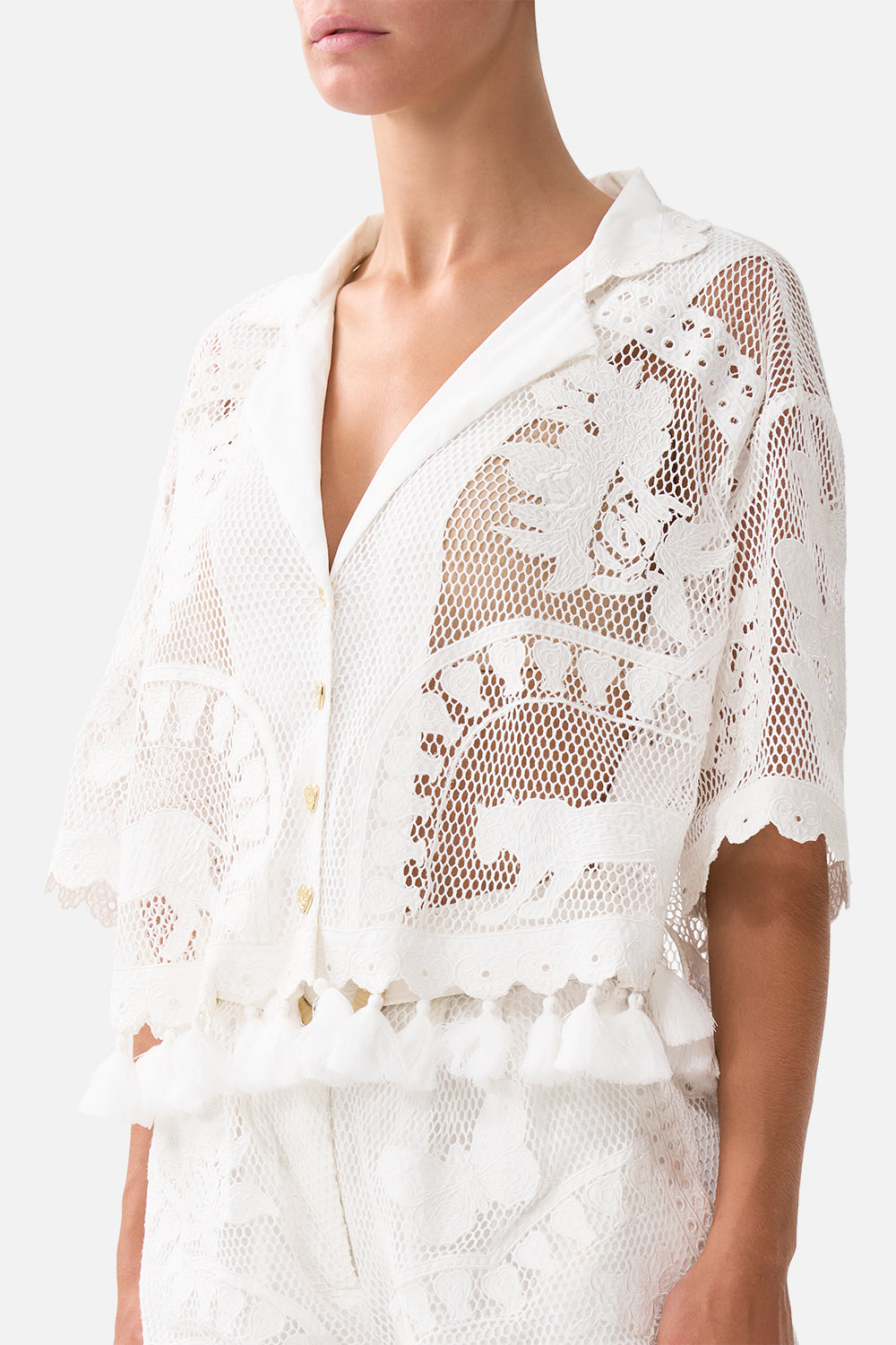 CROPPED COLLAR BLOUSE WITH BUTTON FRONT KAPADOKYA KITSCH