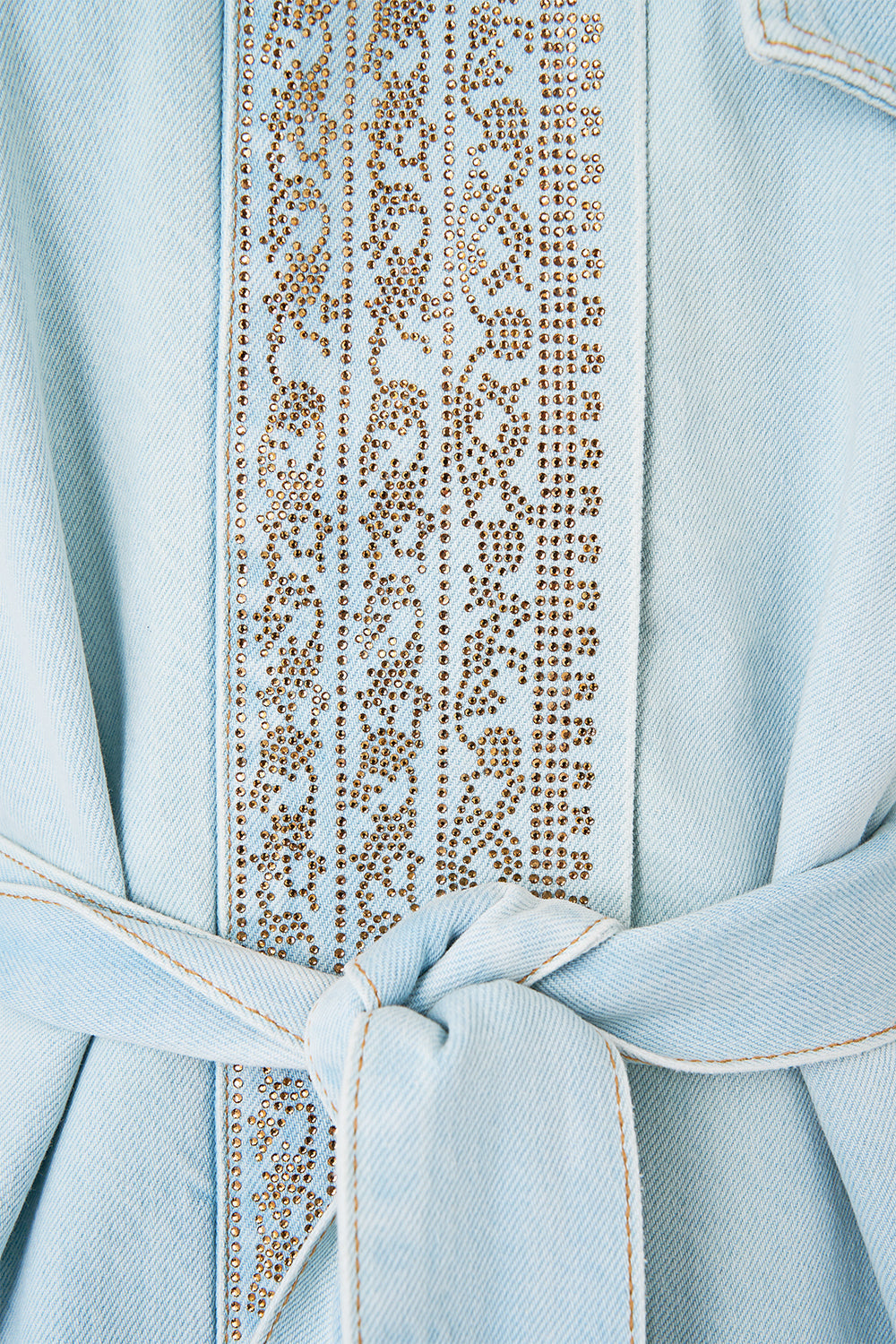 The CAMILLA ALIKA ISTANBUL ALCHEMY HIGH NECK JACKET DENIM in our  print.