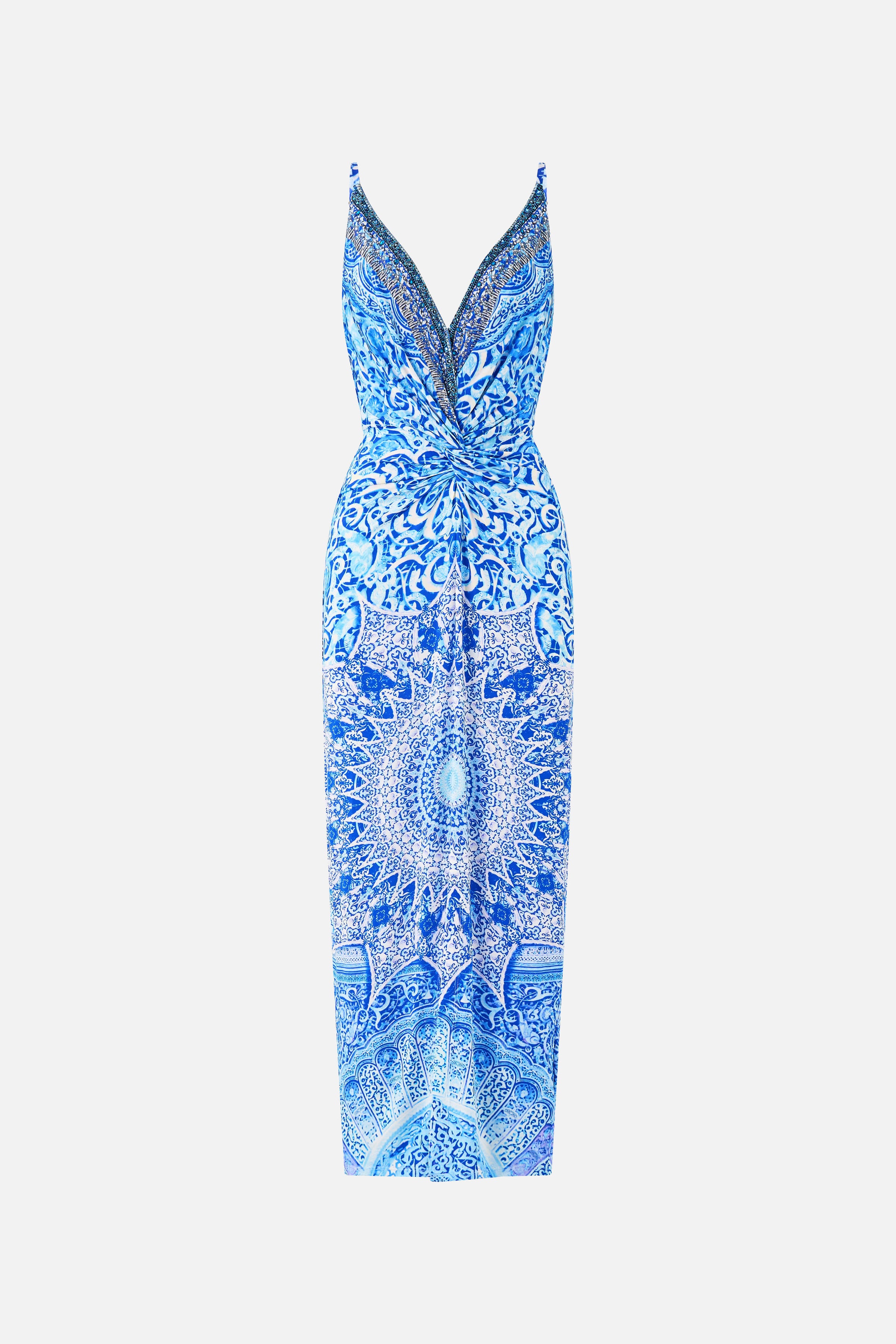 The CAMILLA STRAPPY DRESS WITH TWIST FRONT THE BOSPHOROUS in our  print.