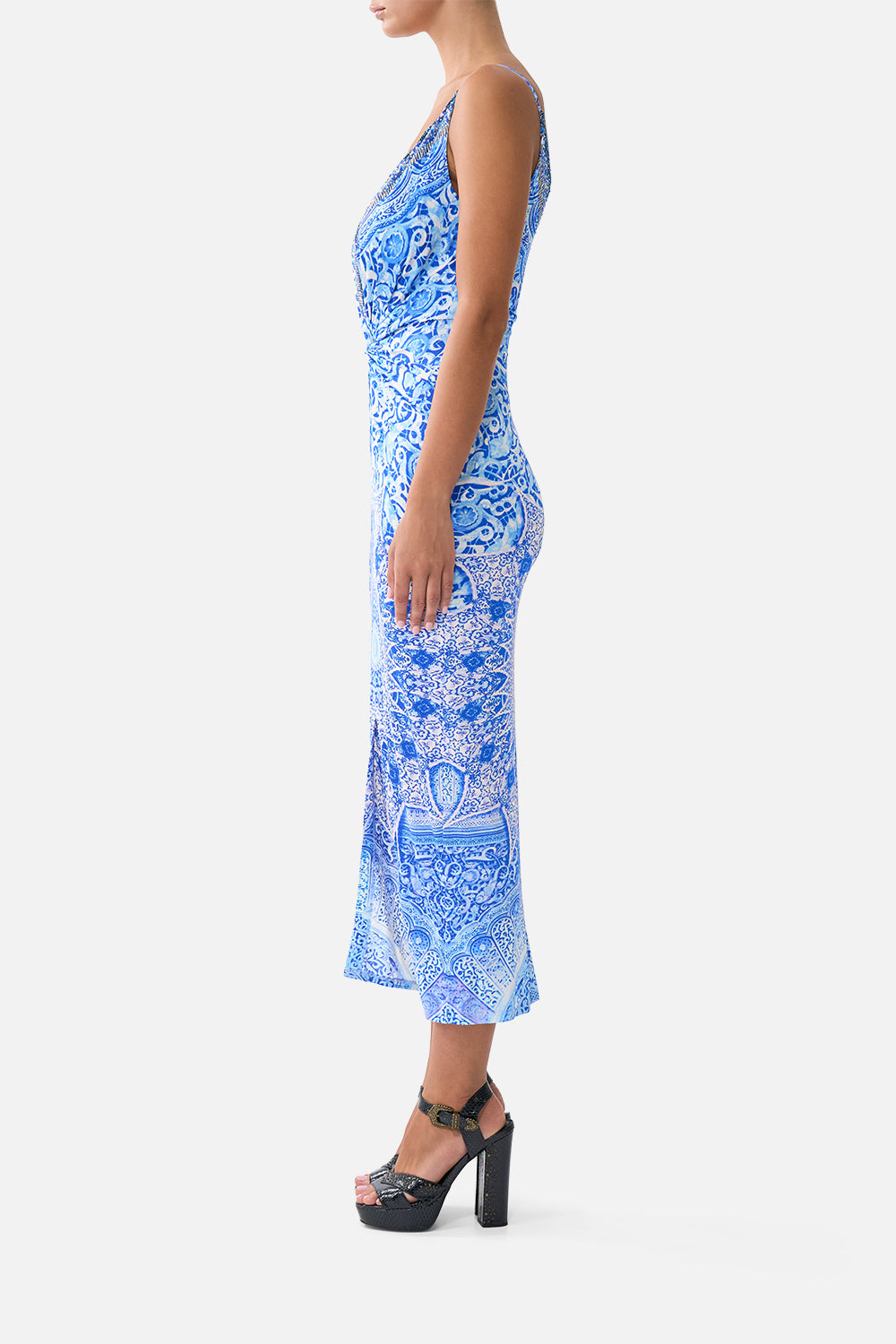 The CAMILLA STRAPPY DRESS WITH TWIST FRONT THE BOSPHOROUS in our  print.