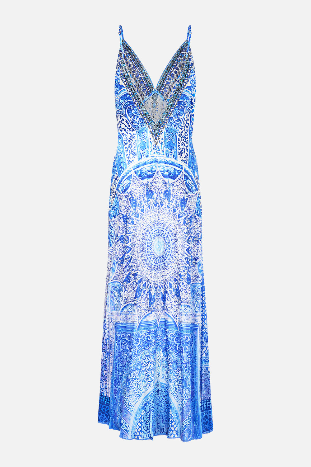 V-NECK LONG BIAS SLIP DRESS WITH TRAIN THE BOSPHOROUS