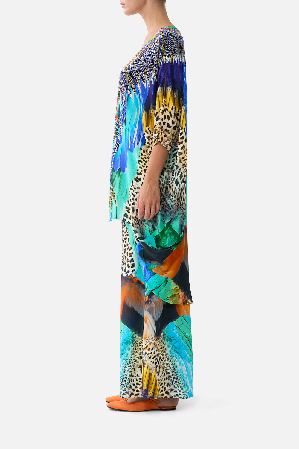 SCOOP BACK HEM DRESS JUNGLE FLIGHT
