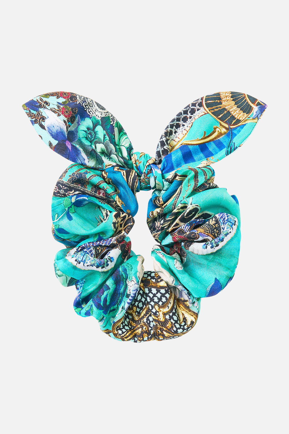 The CAMILLA SCRUNCHIE WITH TIE FLAMENCO EUPHORIA in our FLAMENCO EUPHORIA print.