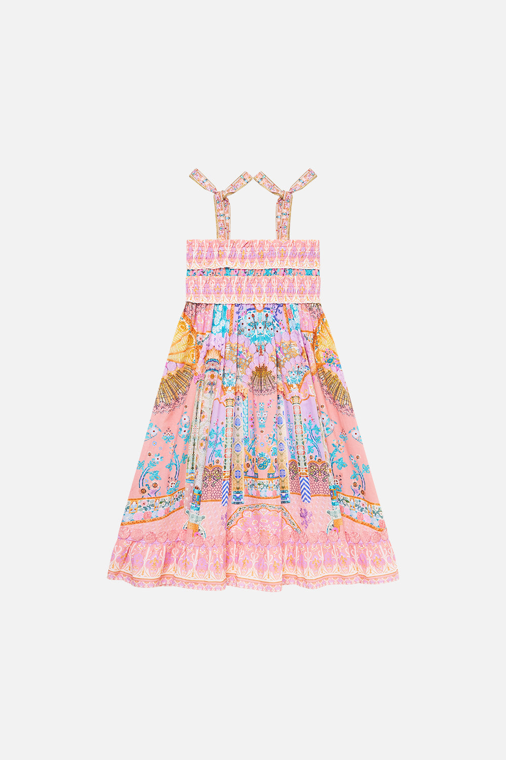 KIDS SHIRRED MAXI DRESS W TIE SHOULDER HOWDY GAUDI