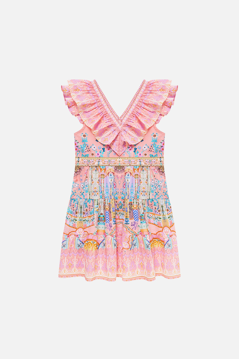 KIDS TIERED MINI DRESS W FRILL NECK HOWDY GAUDI