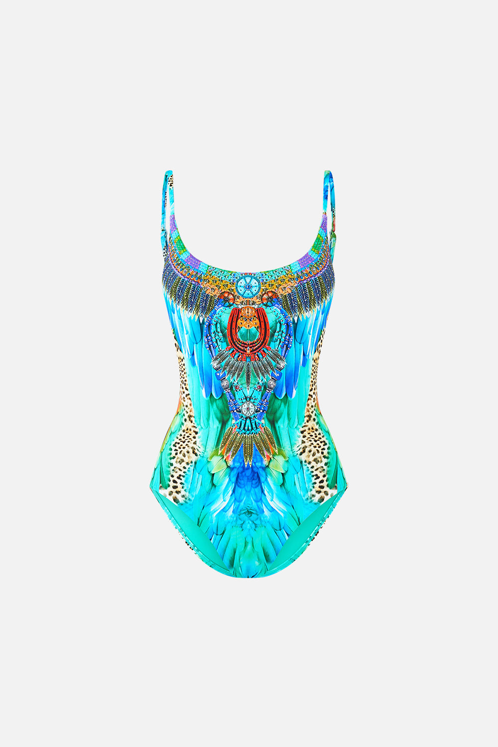 SCOOP NECK ONE PIECE WITH SCOOP BACK JUNGLE FLIGHT