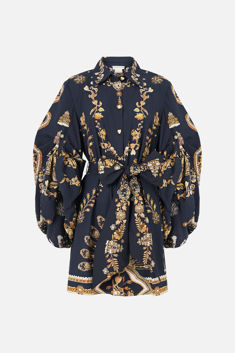 VOLUME SLEEVE SHIRT DRESS WITH TIE TAURUS RISING