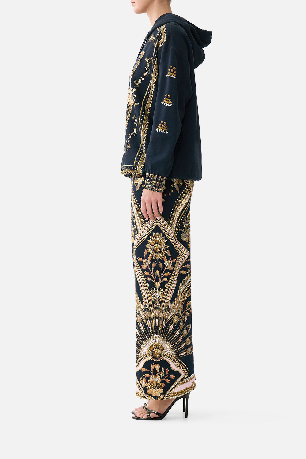 The CAMILLA STRAIGHT LEG TRACK PANT TAURUS RISING in our  print.