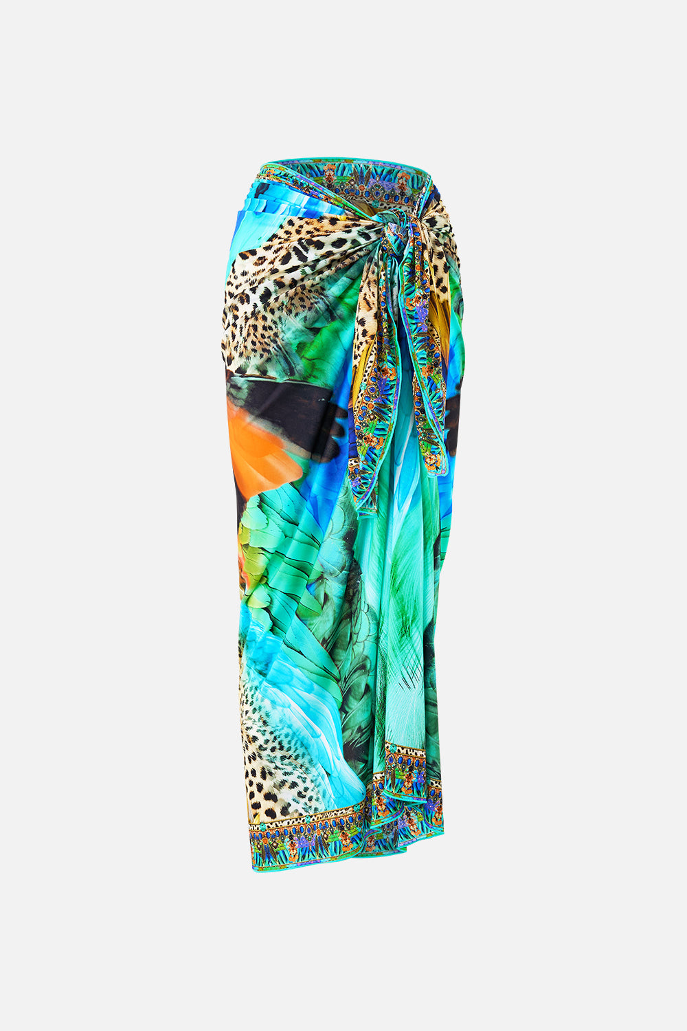 The CAMILLA MULTI WEAR LONG SARONG JUNGLE FLIGHT in our  print.