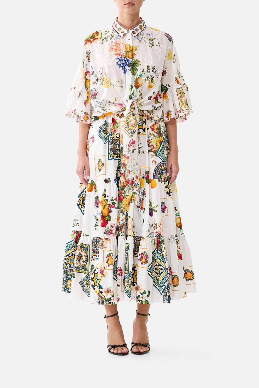 TIE FRONT SHIRT WITH SLEEVE FRILL MAGIC OF THE MERCADO