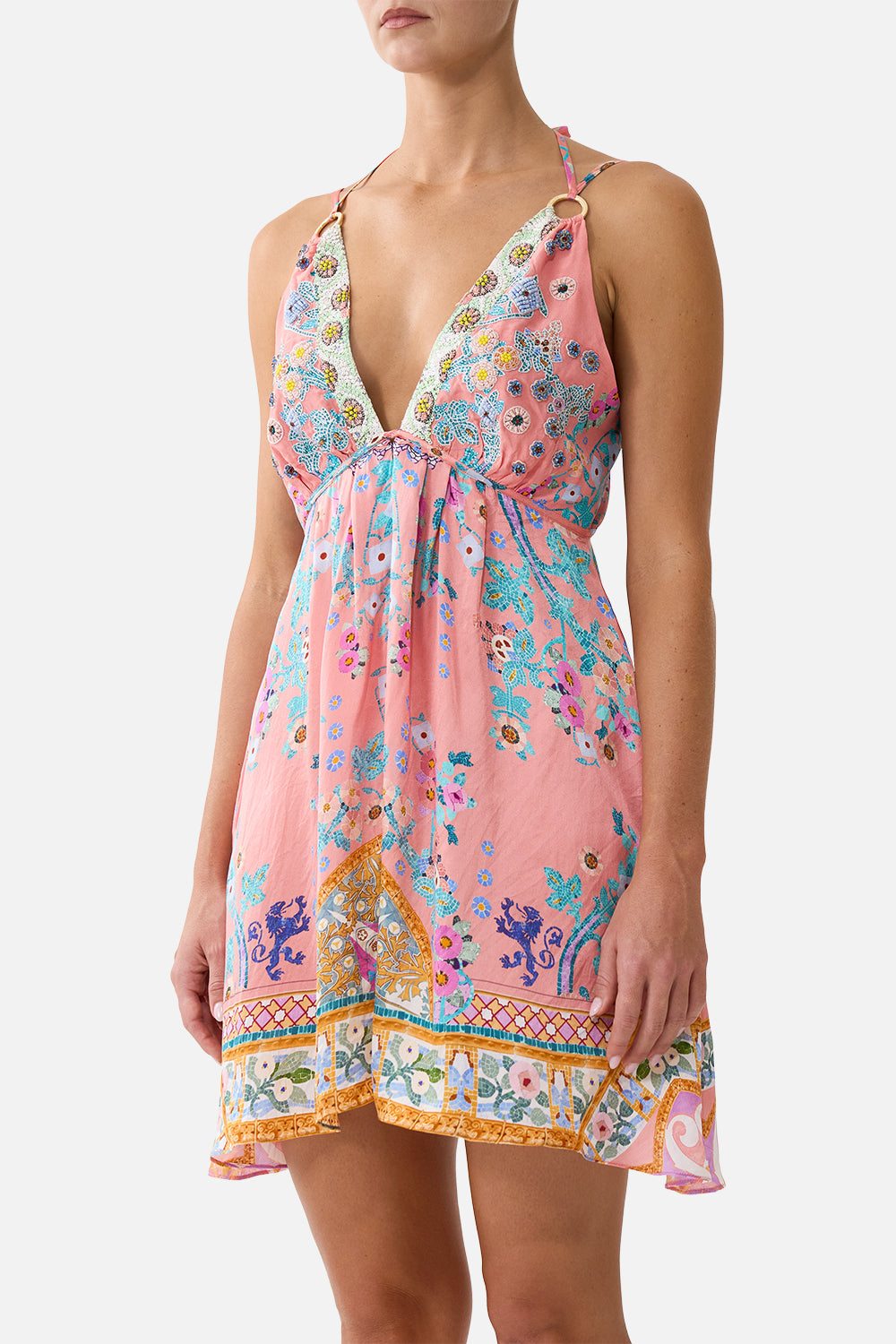 SHORT FLARED DRESS WITH HARDWARE HOWDY GAUDI
