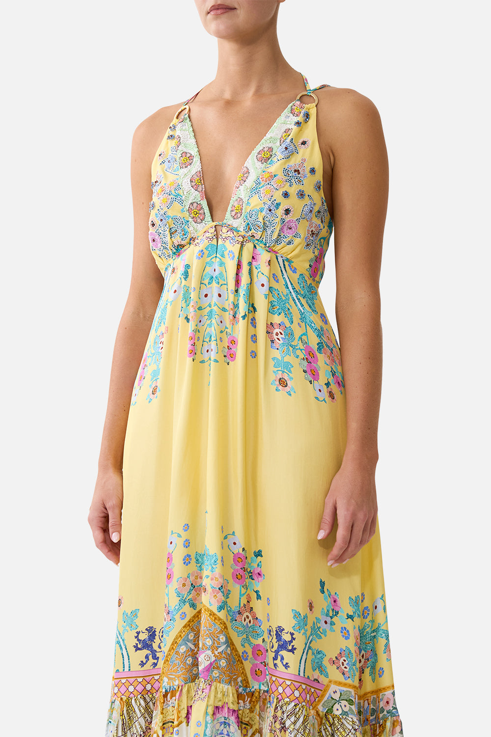 The CAMILLA TIERED DRESS WITH HARDWARE BARCELONA BEB√â in our  print.