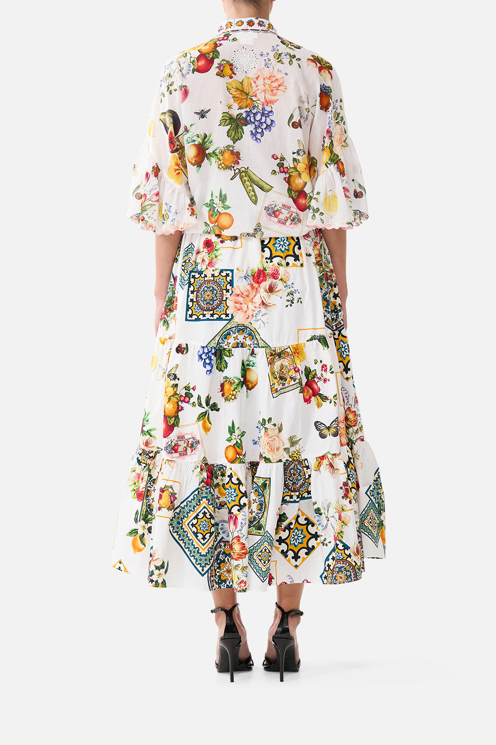 HIGH WAISTED TIERED MIDI SKIRT MAGIC OF THE MERCADO