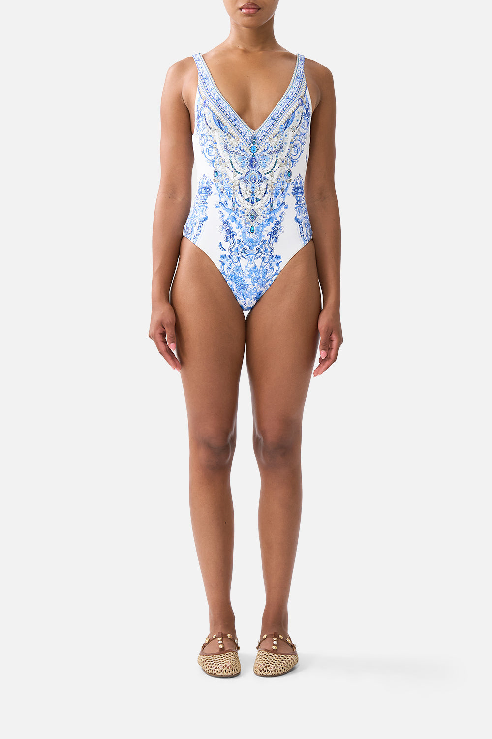 V NECK ONE PIECE WITH V BACK CERAMIC PANORAMIC