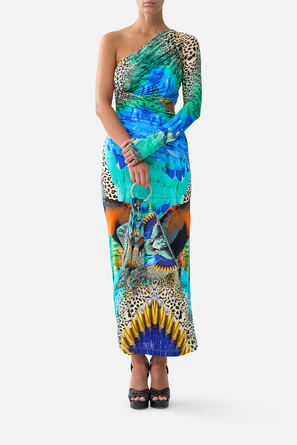 RING SCARF CLUTCH JUNGLE FLIGHT