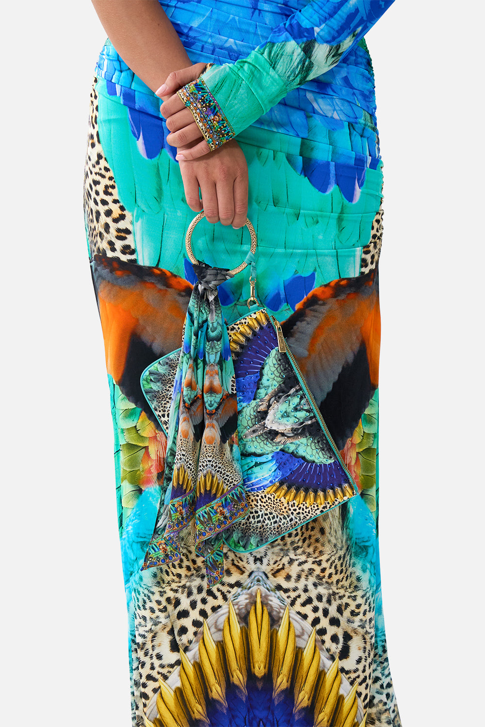 RING SCARF CLUTCH JUNGLE FLIGHT