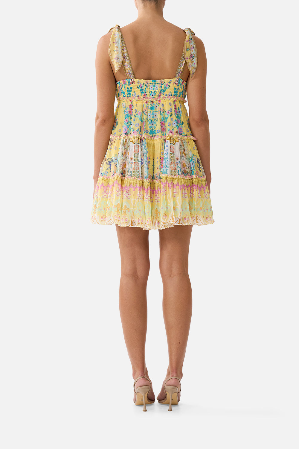 TIERED SHORT DRESS WITH SHOULDER TIES BARCELONA BEB√â