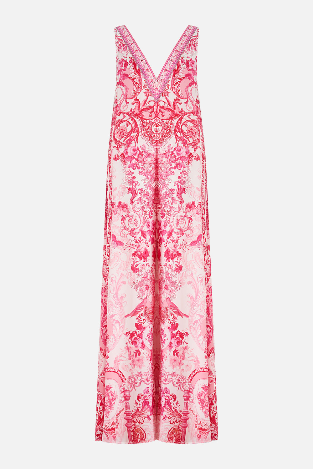 V NECK FLARED JUMPSUIT LIVIN LA VIDA ROSA