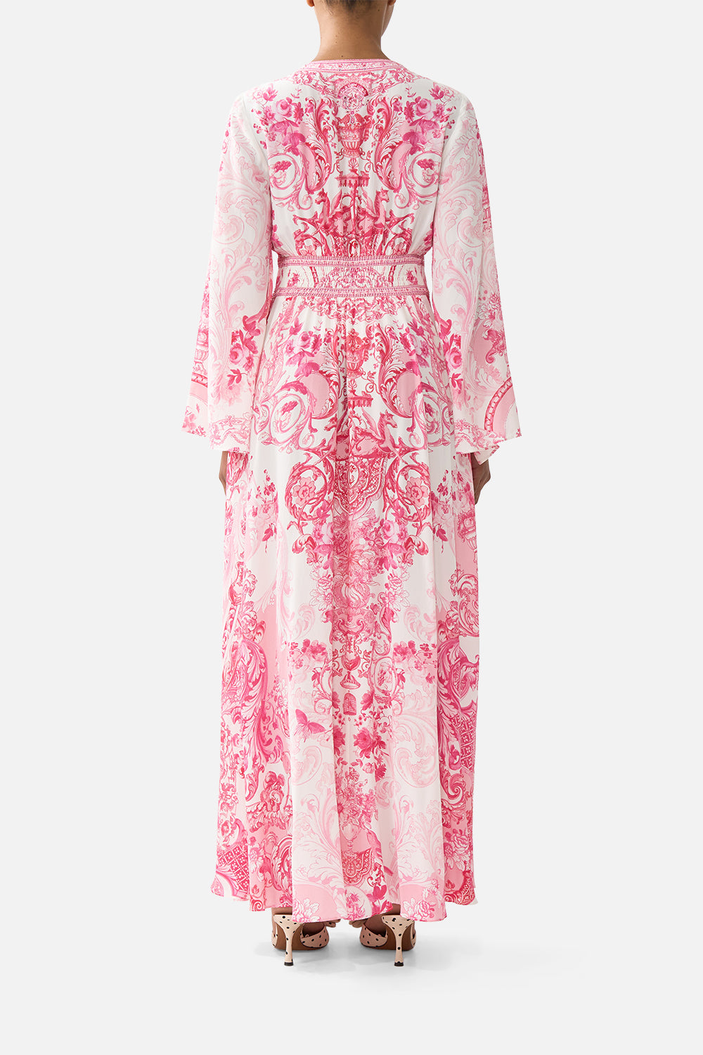 KIMONO SLEEVE DRESS WITH SHIRRING DETAIL LIVIN LA VIDA ROSA