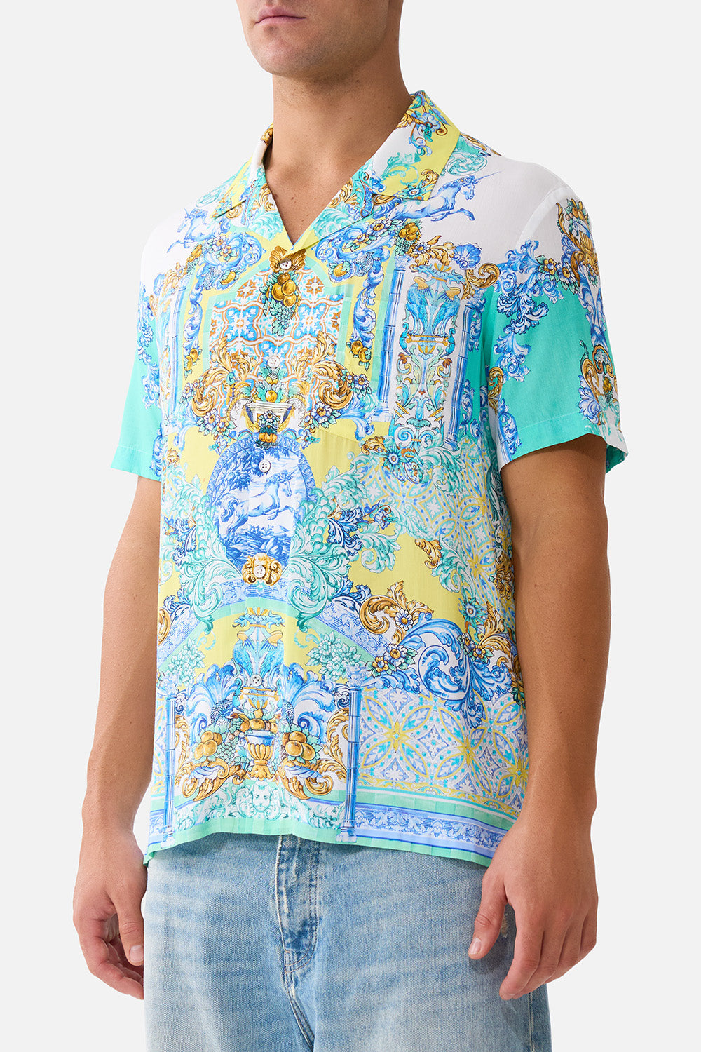 SHORT SLEEVE CAMP COLLARED SHIRT DIAL UP THE TILES