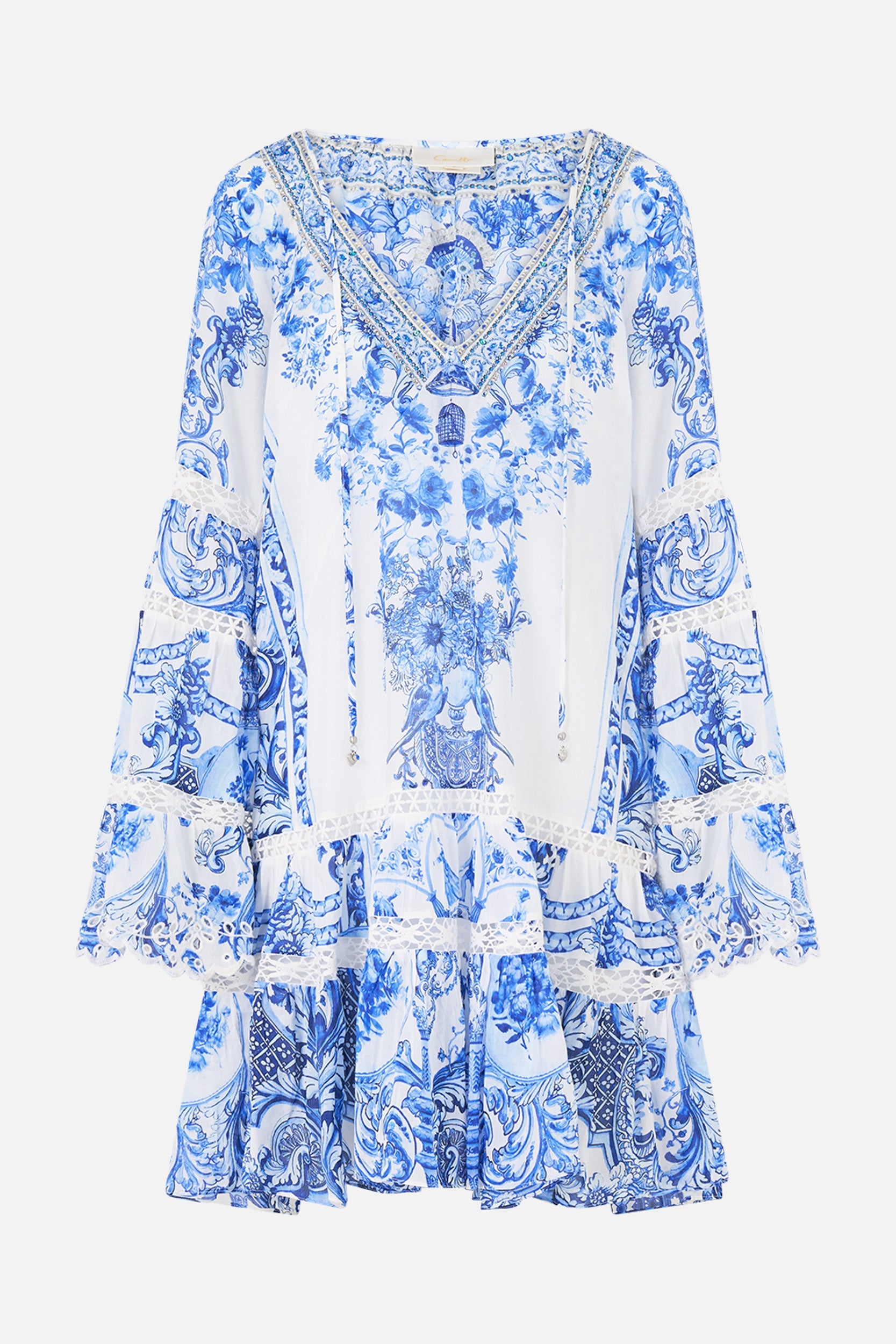A-LINE GATHERED PANEL DRESS CERAMIC PANORAMIC