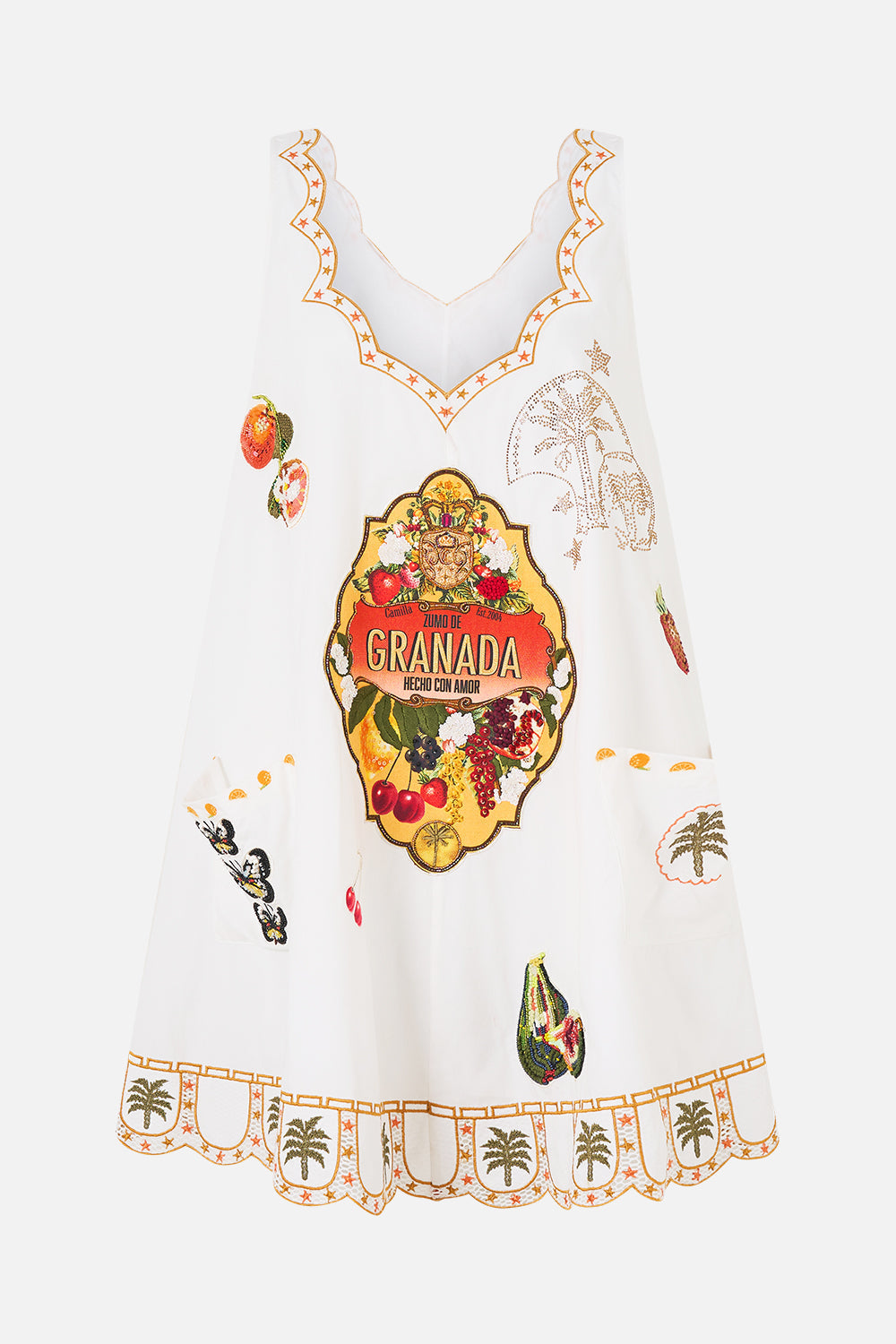 The CAMILLA SHORT POCKET DRESS WITH LOW BACK VA VA VINTAGE in our  print.