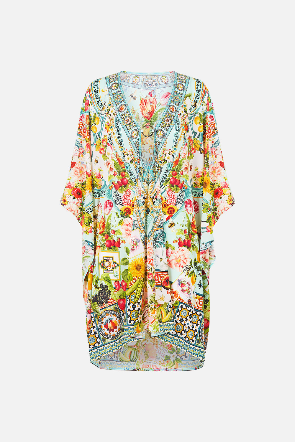 SHORT V NECK KAFTAN W RING FRONT TRIM MAGIC OF THE MERCADO