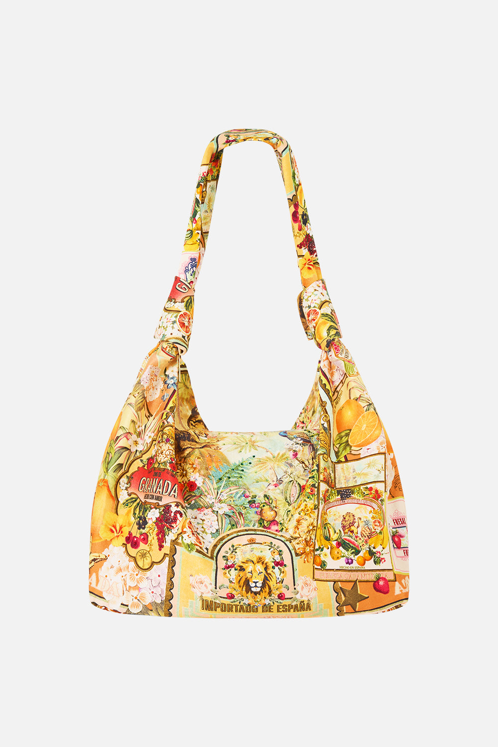 The CAMILLA SLOUCH SHOULDER BAG WITH KNOT DETAILS VA VA VINTAGE in our VA VA VINTAGE print.