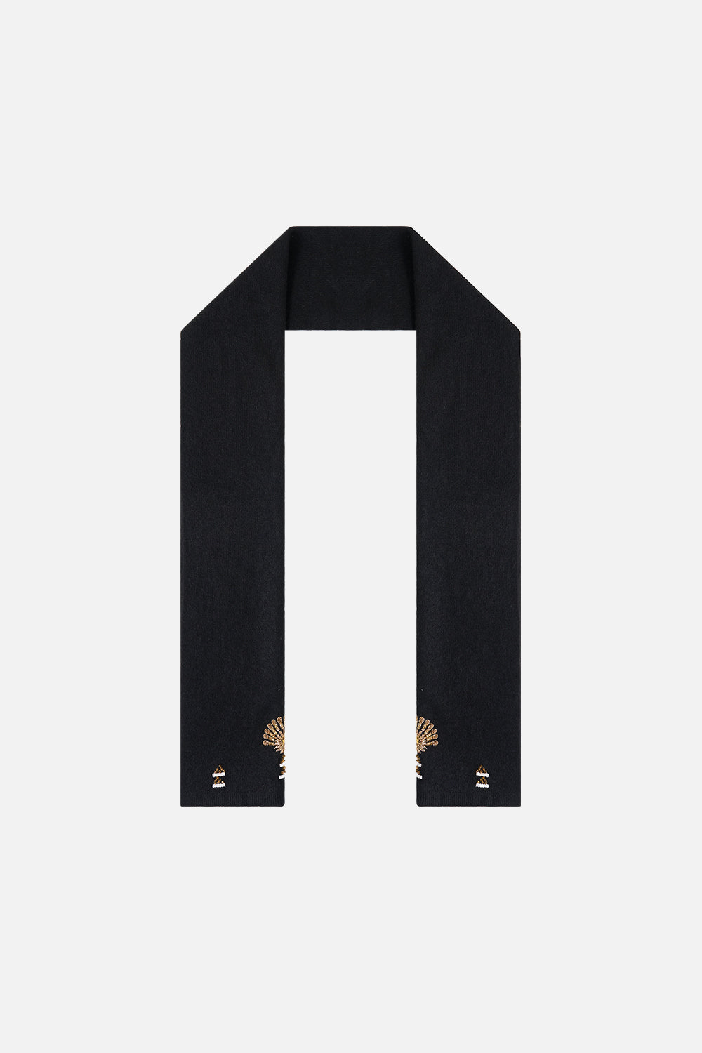 EMBELLISHED SCARF SOLID BLACK