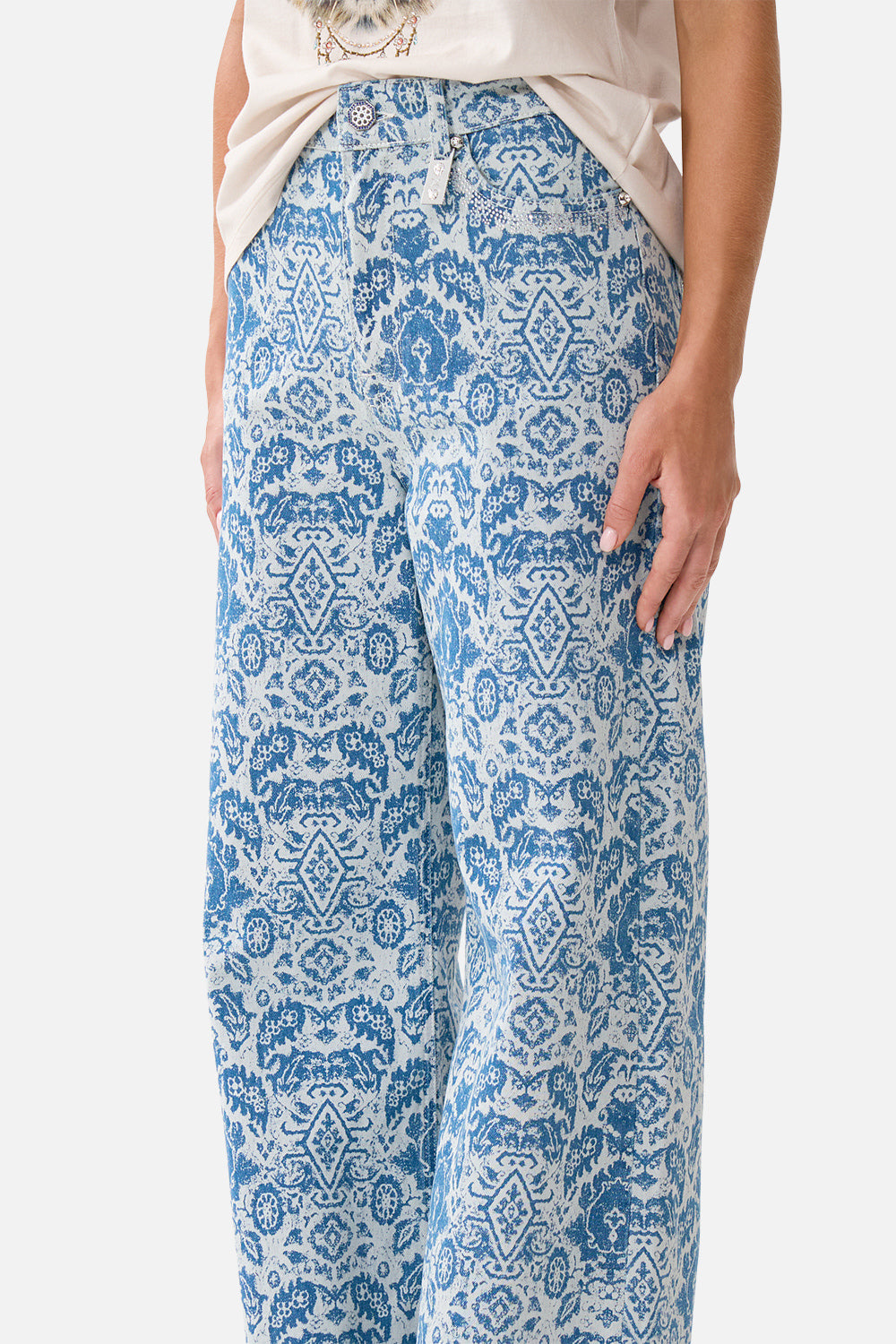 The CAMILLA JENNA HIGH WAISTED FLARE DENIM in our  print.