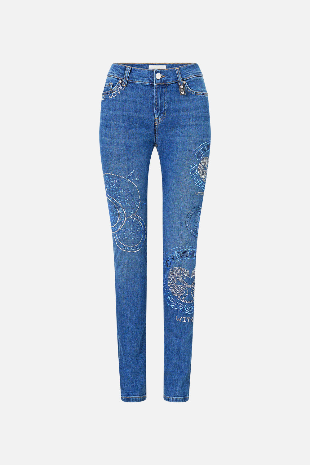 The CAMILLA RIYEKA AZUL ARISTOCRACY SKINNY JEAN DENIM in our  print.