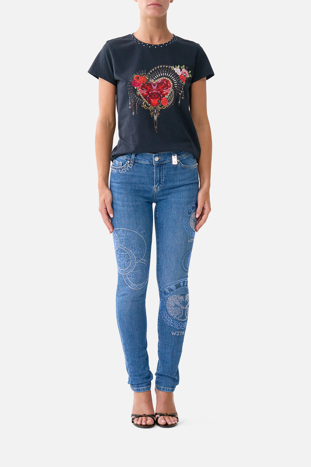The CAMILLA RIYEKA AZUL ARISTOCRACY SKINNY JEAN DENIM in our DENIM print.