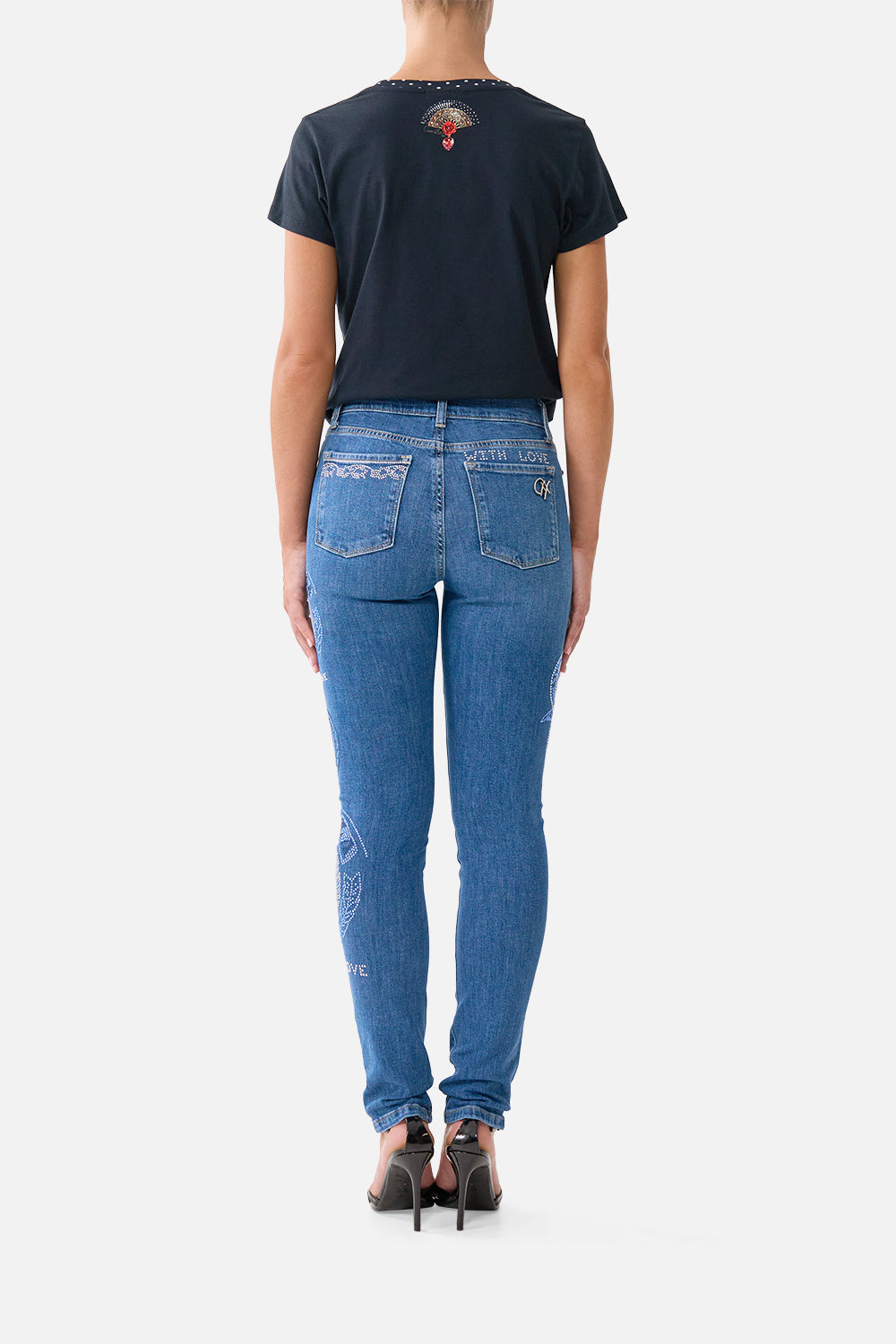 The CAMILLA RIYEKA AZUL ARISTOCRACY SKINNY JEAN DENIM in our  print.