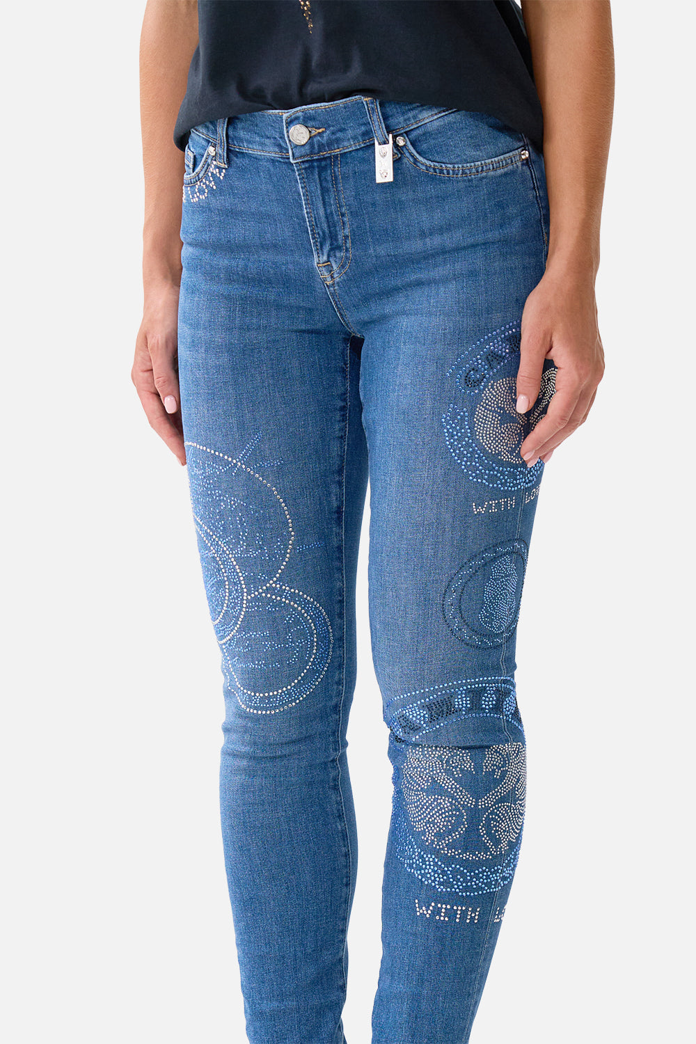The CAMILLA RIYEKA AZUL ARISTOCRACY SKINNY JEAN DENIM in our  print.